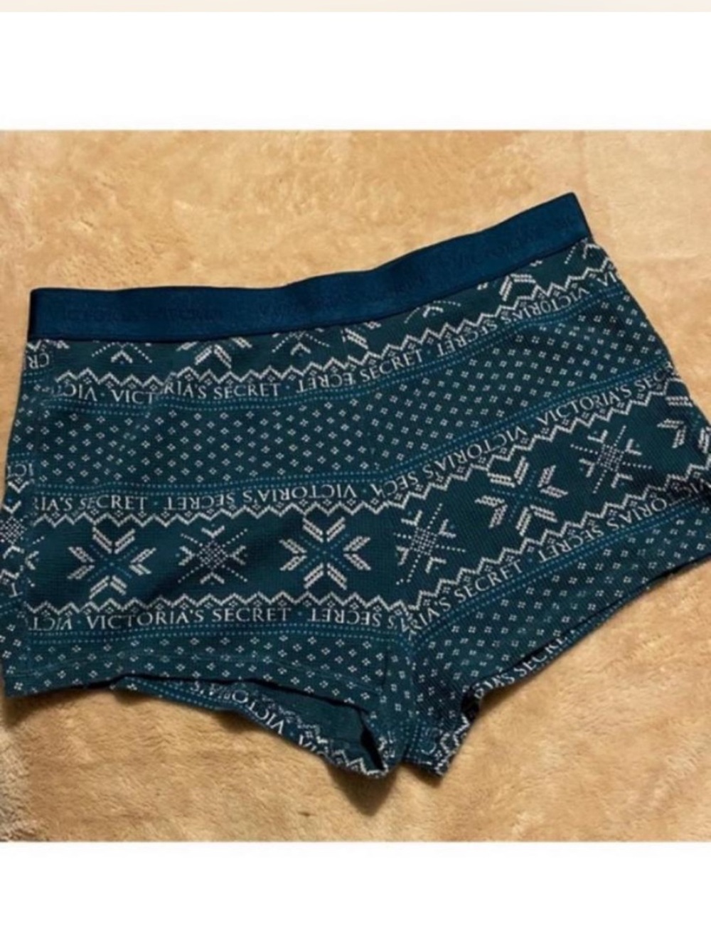 Victoria's Secret Teal Nordic Print Boyshorts Sz M